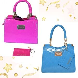 Bebe Pink or blue Handbag and card holder NWT pick one